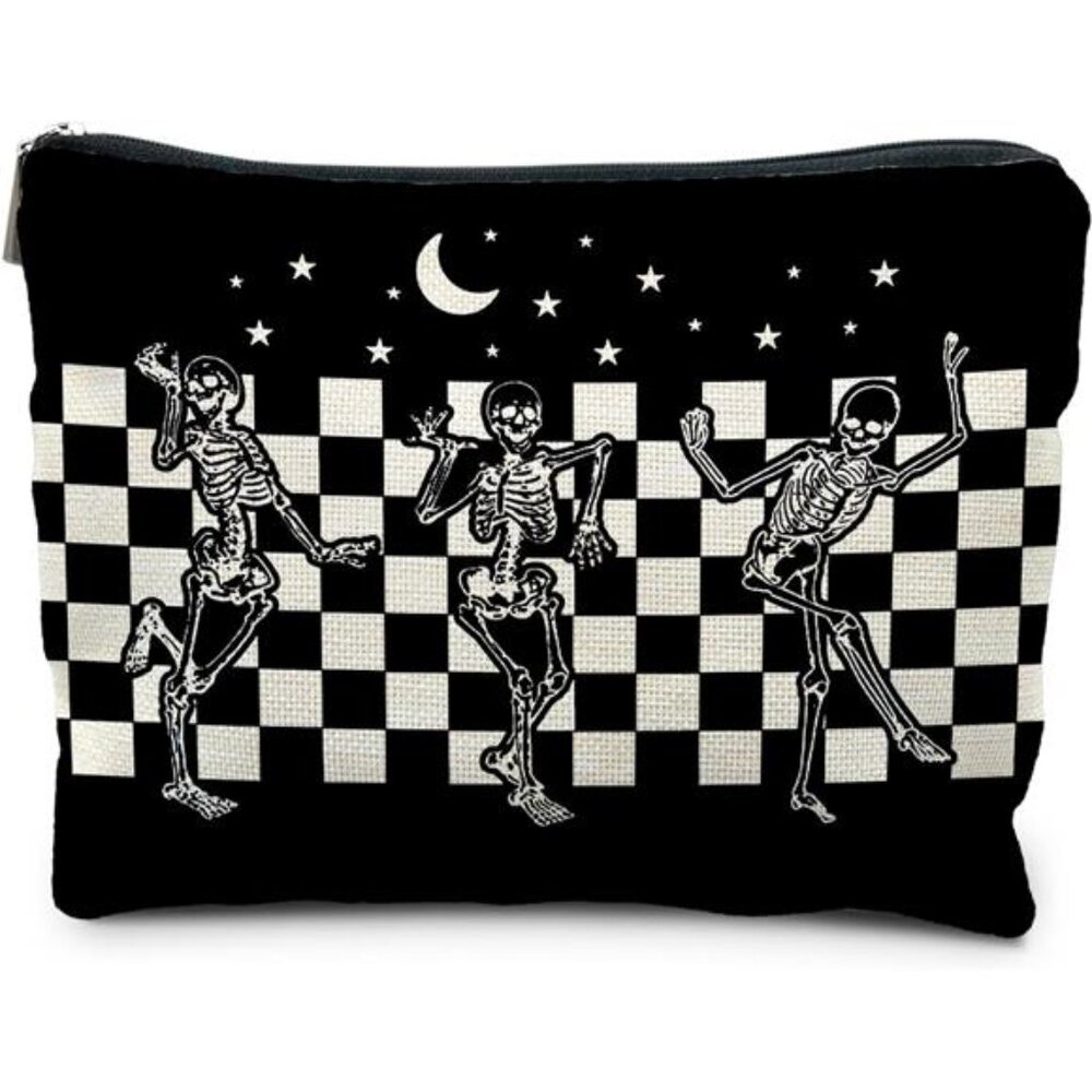 Halloween Spooky Gothic Gifts for Women, Goth Dancing Skeleton Makeup Bag